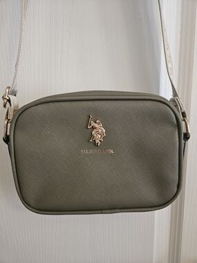 U.S. Polo Assn. Olive Crossbody Bag with Gold Logo